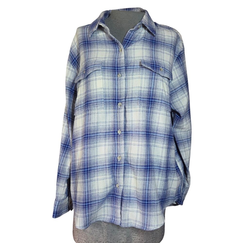 Plaid Cotton The Boyfriend Shirt Size Medium New with Tag